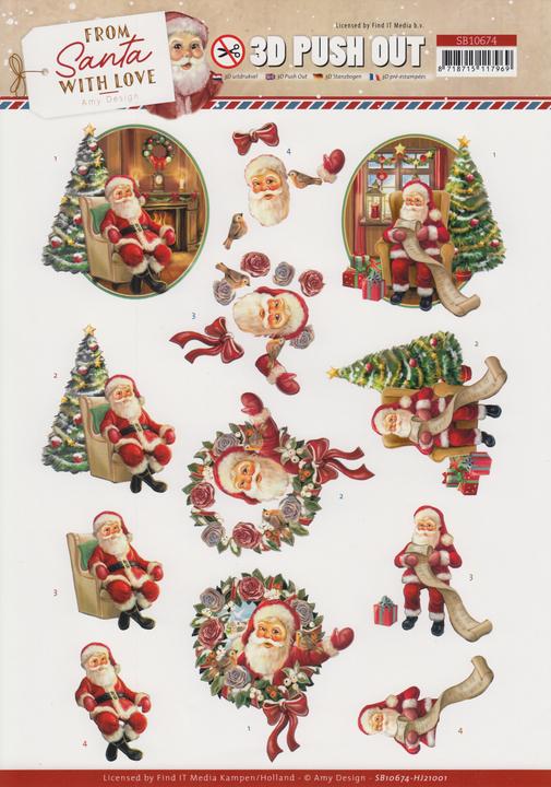 Image du produit Amy Design Set de feuilles prédécoupées 3D "From Santa with love" (du Père Noël avec amour) (4 x)