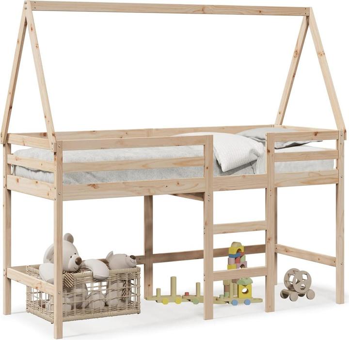 Actual product image VidaXL Loft bed with ladder roof bed children's bed play bed 90x190cm solid wood (90 x 190 cm)