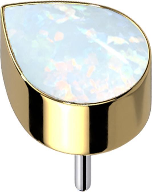 Actual product image Star Piercing Threadless gold-plated with white opal drops (without brass, Titanium G23)