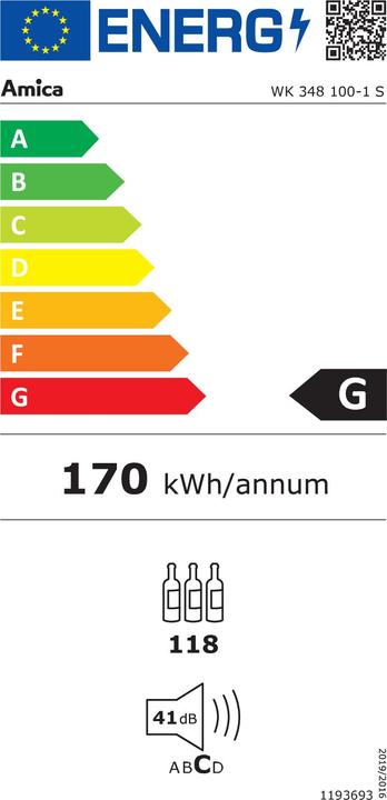 Label énergétique Amica Climatiseur à vin