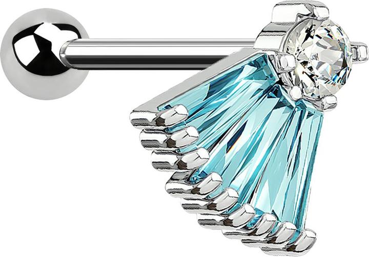 Actual product image Star Piercing Micro Barbell silber Fächer aqua (Surgical steel 316L, Brass)