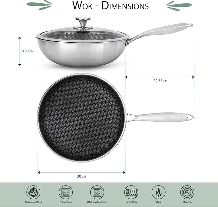 Image du produit Intignis Wokpfanne (30 cm, Wok, Acier inoxydable, Aluminium)