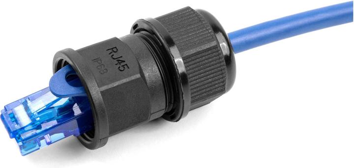Actual product image Delock Feed-through coupling for RJ45 network cable IP67 dust- and waterproof black (Network coupling)