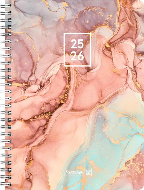 BRUNNEN Schlerkalender Style (2025/2026) 'Pastel Marble', 2 pagine = 1 settimana, A5, 160 pagine, P (A5, Tedesco)