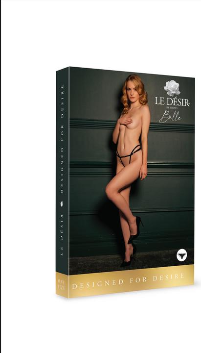 Actual product image Le Désir Sophia - Brief with Open Crotch and Buttock, Adjustable Slider and Golden Details - One Size (One size)