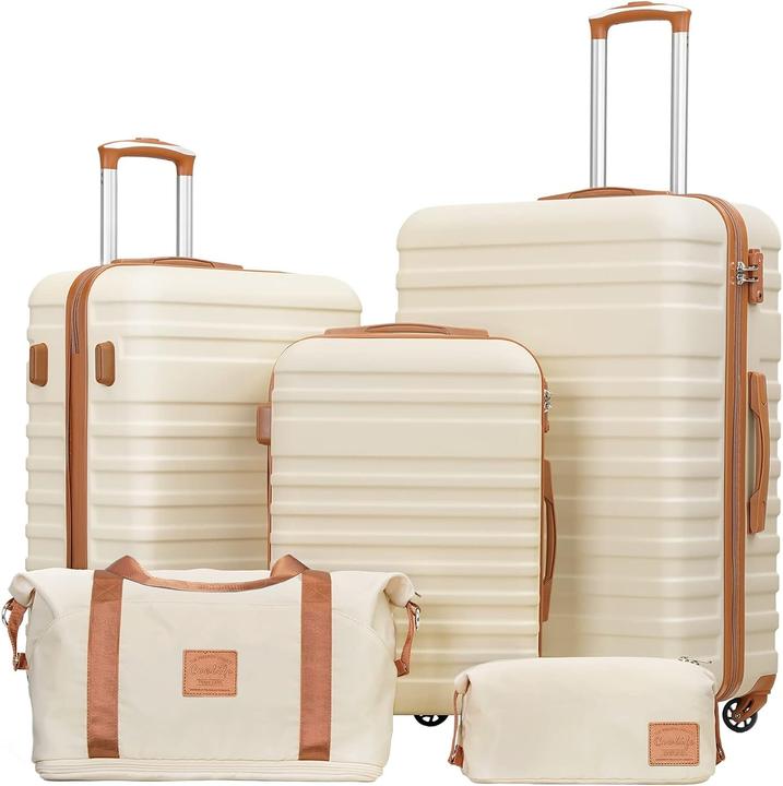 Produktbild Coolife 5-teiliges Reisekoffer Set (38 l, Handgepäck (bis 50l), M (50 - 90l), L (90 - 115l))