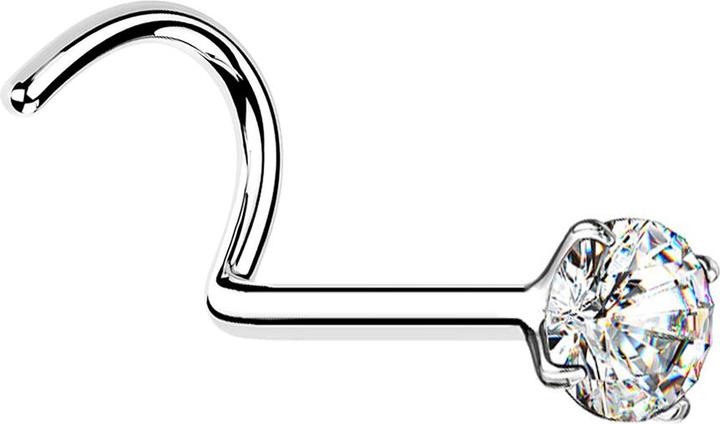 Immagine prodotto Star Piercing Nasenstecker gebogen silber runder Kristall silber gefasst (Argento 925, senza ottone)