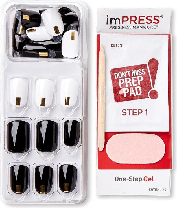 Image du produit KISS Set d'ongles artificiels Midnight Drive 30 pièces (Ongles artificiels, Blanc, Noir)