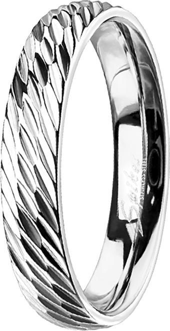 Image du produit Star Piercing Bague argent avec coupes diagonales (Acier chirurgical 316L, sans laiton)