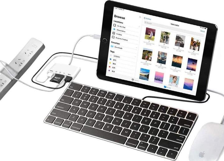 Produktbild Apfelkiste Lightning auf SD/MicroSD Kartenleser & Ladeadapter für iPhone/iPad (Lightning, USB-A, MicroDot)