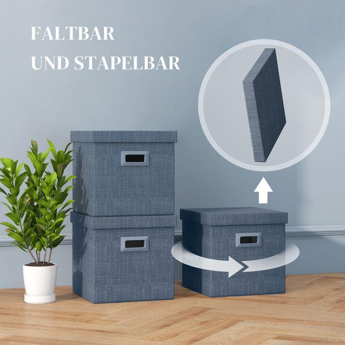 Immagine prodotto Swisshandel24 Aufbewahrungsbox 2er-Set Stapelbare Aufbewahrungswürfel für Wohnzimmer, Blau (30 x 30 x 29 cm, 26 l)