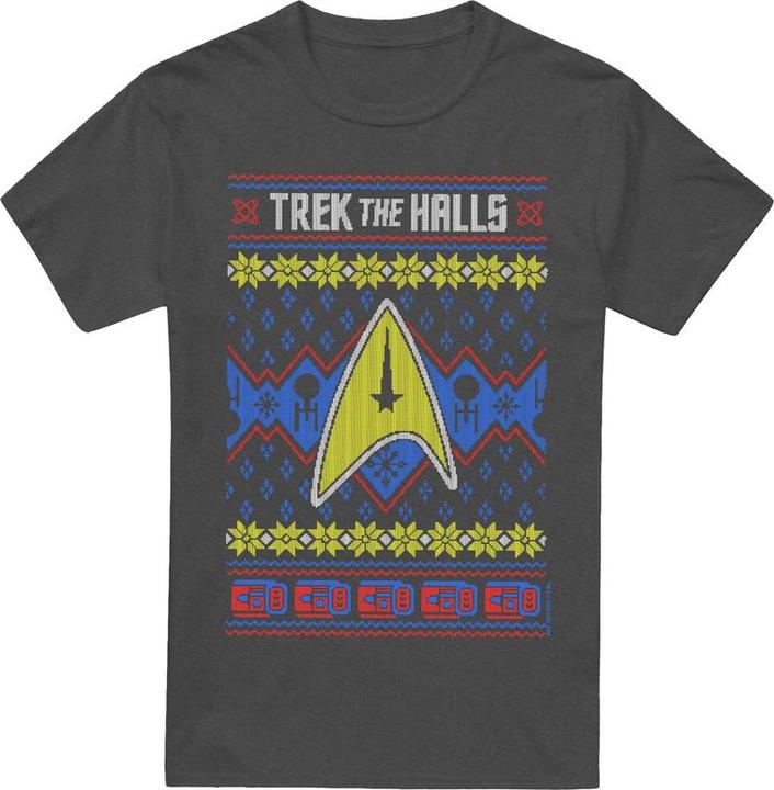 Produktbild Trek the Halls Ugly TShirt weihnachtliches Design (L)