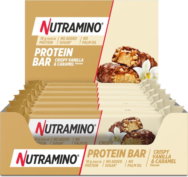 Produktbild Nutramino Crispy Proteinbar Vanilla & Caramel (12x64g) (Vanille, 12 Stk., 660 g)