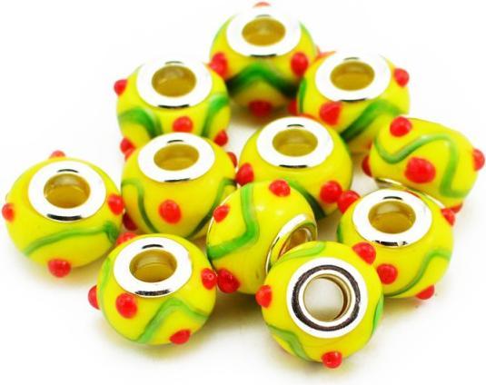 Produktbild Hermex Glas Bead versilbert 925 - Silbrig Gelb (Metalllegierung und Glas)