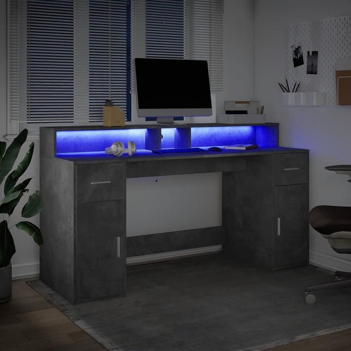 Actual product image VidaXL LED desk Computer desk Work desk PC desk Office desk concrete grey (160 x 55 x 91 cm)
