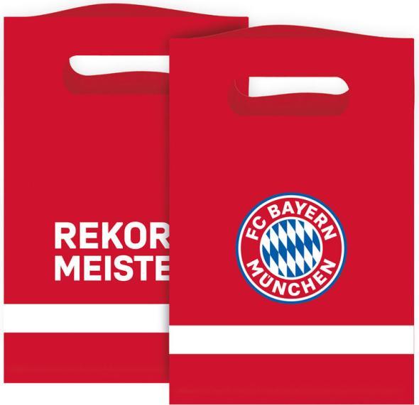 Actual product image Magni 9906512 - FC Bayern München paper bags, 8 pieces, size 15,8 x 23,6 cm, with logo, record champion (Gift bag, 10 x)