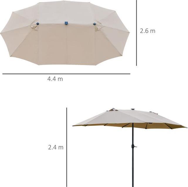 Immagine prodotto Swisshandel24 Ombrellone doppio, LED, manovella ovale in metallo kaki 440 x 260 cm (2.60 m)