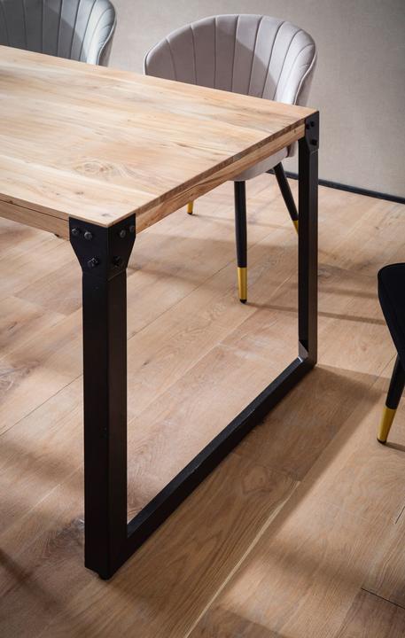 Actual product image FineBuy Dining room table Dining table acacia wood Solid metal Kitchen table Industrial (160 x 80 x 76 cm)