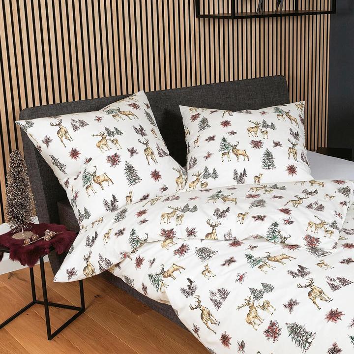 Image du produit Janine Drap de lit en lin fin Davos 65150 naturel rouge vert (Set de linge de lit, 135x200 cm + 80x80 cm)