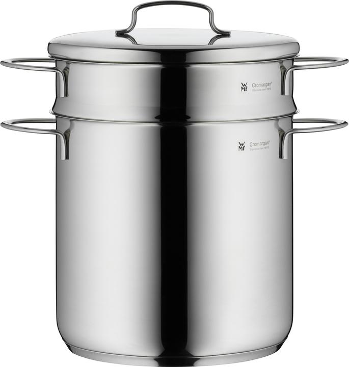 Produktbild WMF Nudeltopf Kochtopf Induktion 18cm klein Metalldeckel Mini Edelstahl (18 cm, Dampfkochtopf, Edelstahl)