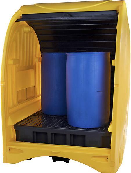 Actual product image Jonesco PE hazardous goods storage unit with roller shutter, for 4 x 200 l drums