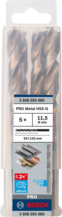 Produktbild Bosch Professional Zubehör PRO Metal HSS-G Spiralbohrer, 11,5 x 94 x 142 mm (11.5 mm)
