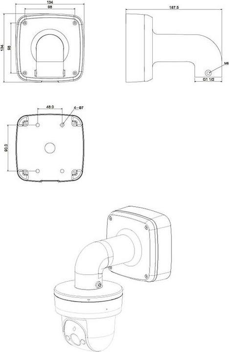 Actual product image Dahua PFB302S Wall Mount Waterproof 21210079 (Mounting kit)