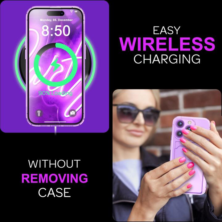 Produktbild Nalia Klar Transparente Neon Silikon Hülle Kartenhalter (Apple iPhone 16 Pro Max)