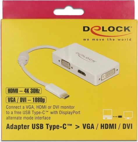 Produktbild Delock USB-C zu (HDMI, VGA, DVI, 16 cm)