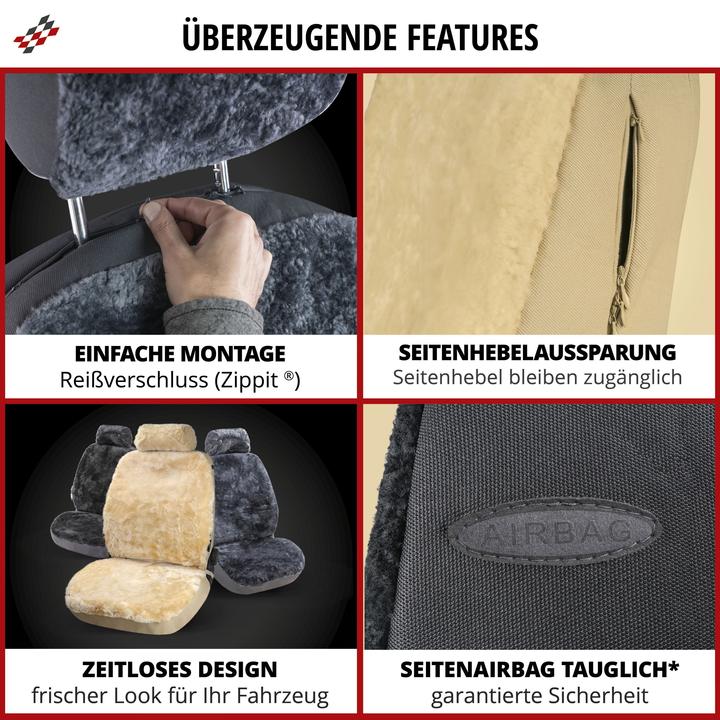 Actual product image Walser Car seat cover Iva lambskin single seat Zipp-It beige
