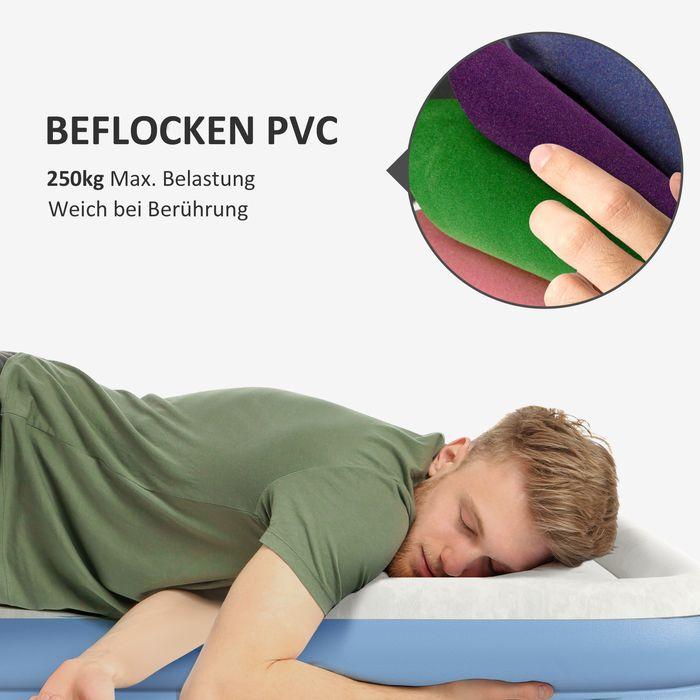 Produktbild Swisshandel24 Campingmatratze für 2 Personen, aufblasbar, eingebaute Pumpe, Tragetasche, 203x152x46cm, Hellblau (152 x 203 cm)