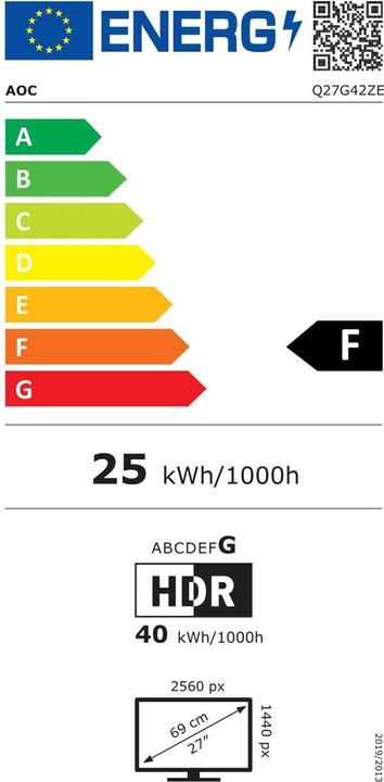 Label énergétique AOC 68,6cm (27") Q27G42ZE 16:09 black/red (2560 x 1440 pixels, 27")
