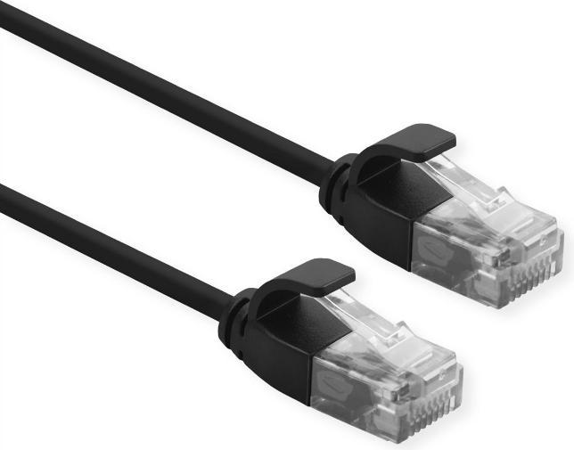 Roline UTP DataCenter Patchkabel Kat.6A, LSOH, slim, schwarz, 1 m (U/UTP, CAT6a, 1 m)