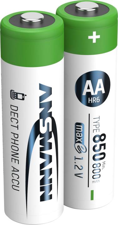 Image du produit Ansmann Batterie NiMH Dect Mignon AA type 850 (min. 800 mAh) maxE (2 pcs, AA, 800 mAh)
