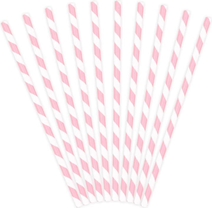 Actual product image Partydeco Light Pink Striped Straws (10 x)