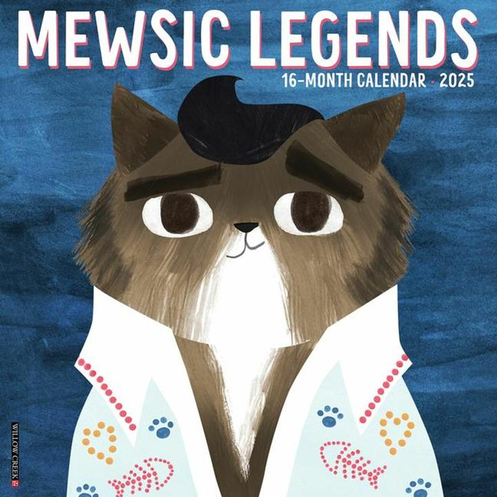 Actual product image Willow Creek Press Mewsic Legends 2025 12 X 12 Wall Calendar (English)