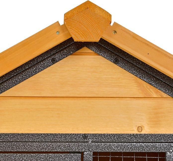 Produktbild Swisshandel24 Kaninchenstall erhöhtes Haustier Haus mit Abschliessbare Tür Outdoor Holz-Metall Hellgelb 122 x 63 x