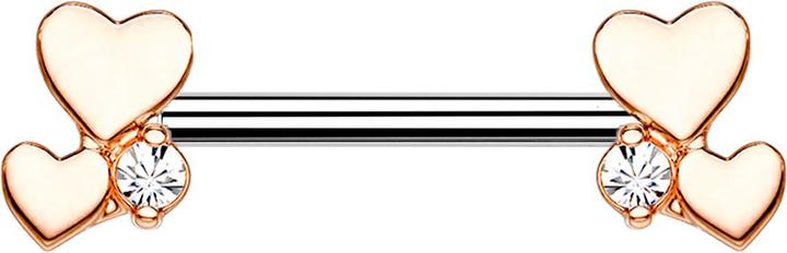 Produktbild Star Piercing Barbell rosegold doppelherz mit Kristall (Chirurgenstahl 316L, Messing)