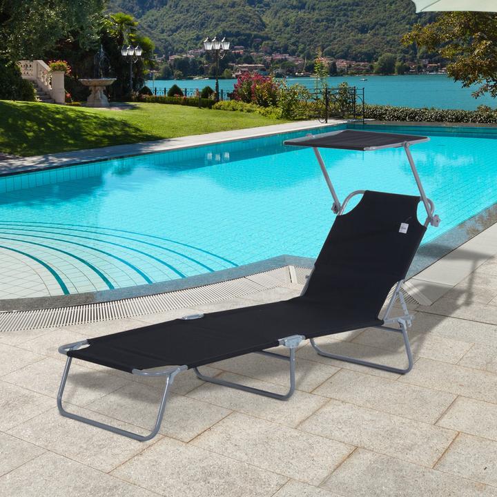 Actual product image Outsunny Sun lounger with sunshade (187 cm)
