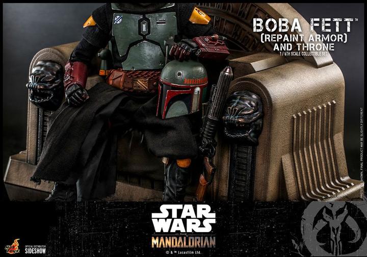 Actual product image Hot Toys Star Wars The Mandalorian Action Figure 1/6 Boba Fett (Repaint Armor) and Throne 30 cm