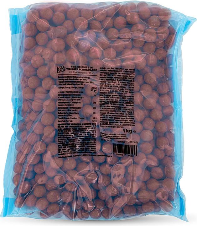 Produktbild KoRo Reis-Crispies in weisser Schokolade mit Erdbeerpulver (1000 g)