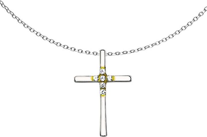 Produktbild Star Piercing Kette silber Anhänger Kreuz mit Kristall (Chirurgenstahl 316L, ohne Messing)