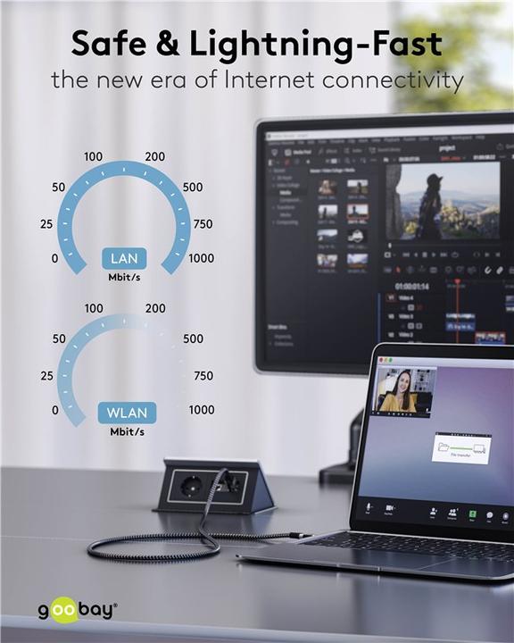 Image du produit Goobay Câble Ethernet USB-A vers RJ45 (USB, RJ45 (1x))