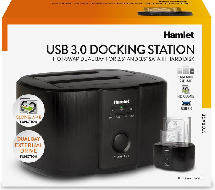 Image du produit Hamlet Station d'accueil USB 3.0 pour disques durs sata 2,5" ou 3,5" usb 3.0