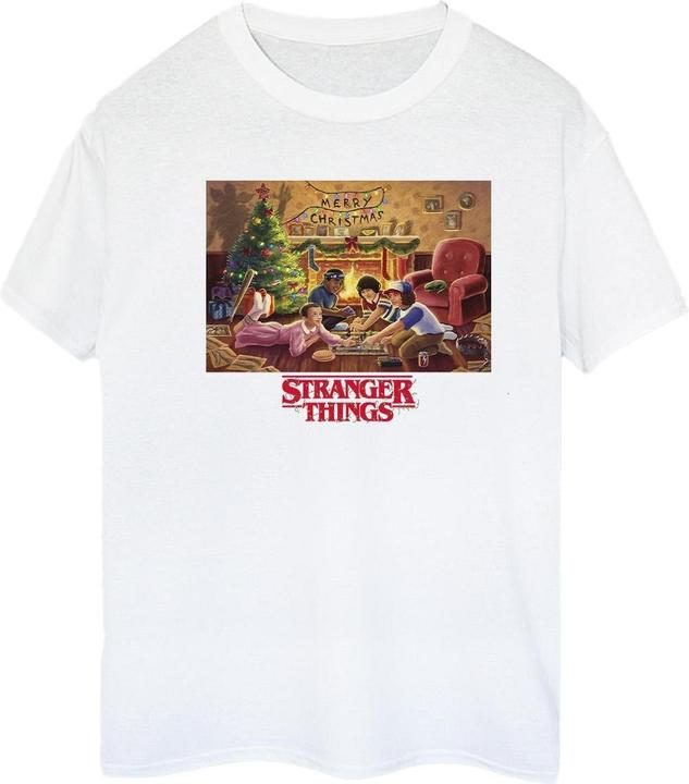 Actual product image Netflix Womens/Ladies Stranger Things Christmas Gathering Cotton Boyfriend T-Shirt (XXL)