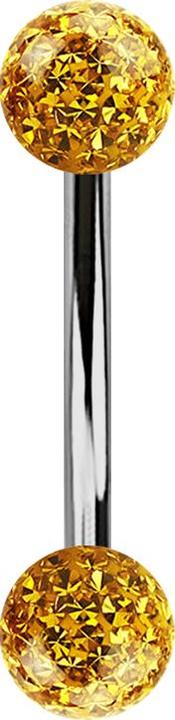 Image du produit Star Piercing Banane silber mit zwei Kristallkugeln topaz Epoxy Schutzschicht (sans laiton, Titane G23)