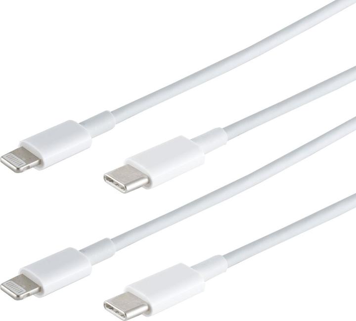 Image du produit S-Impuls Lot de 2 câbles de charge rapide USB-C vers 8 broches, blanc, 2 m (2 m, USB 3.0)