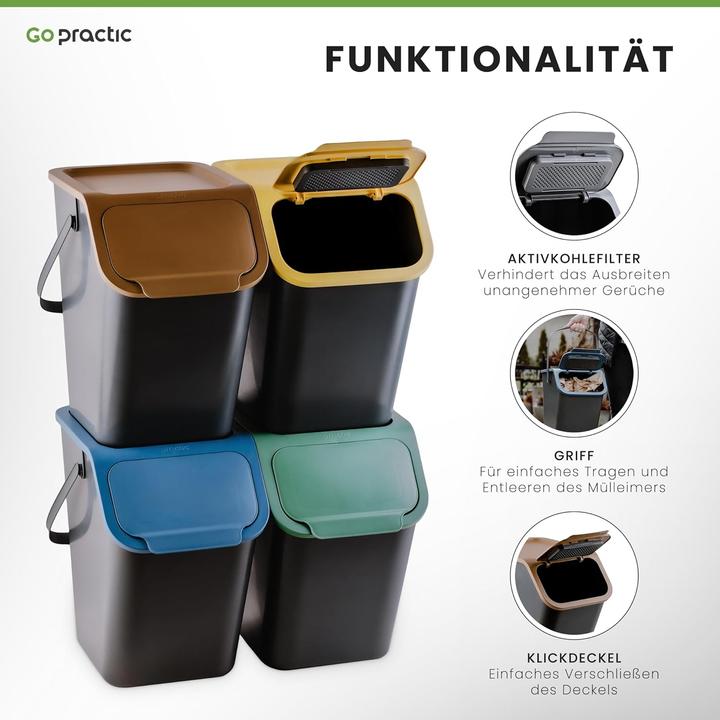 Actual product image Go Practic 2-teiliges Mülltrennsystem mit Bioaktivkohlefilter (25 l)