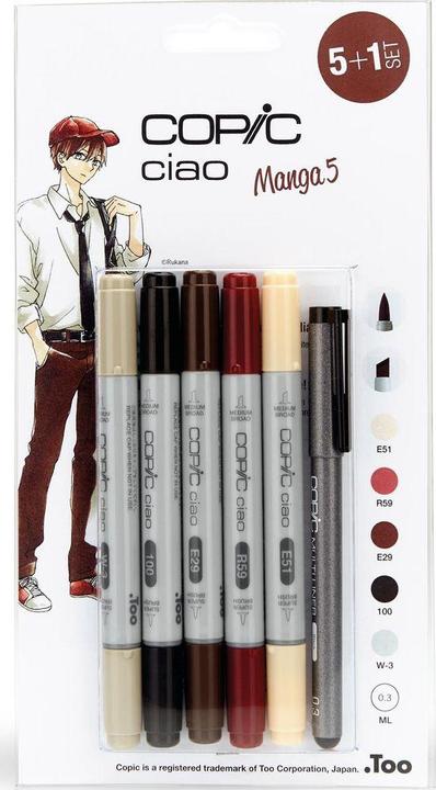 Produktbild Copic Manga 5 (Grau, 3 mm, 6 x)