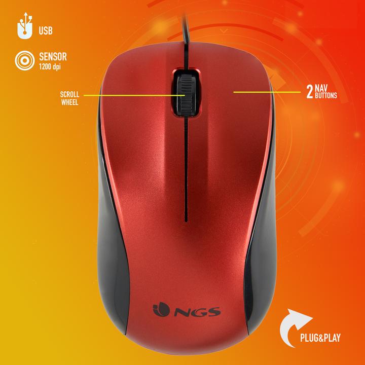 Actual product image NGS CREW Mouse Ambidextrous USB Type-A Optical 1200 DPI (Cable)